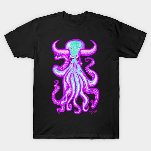 Neon Fallen Angel Octopus T-Shirt by doubletony